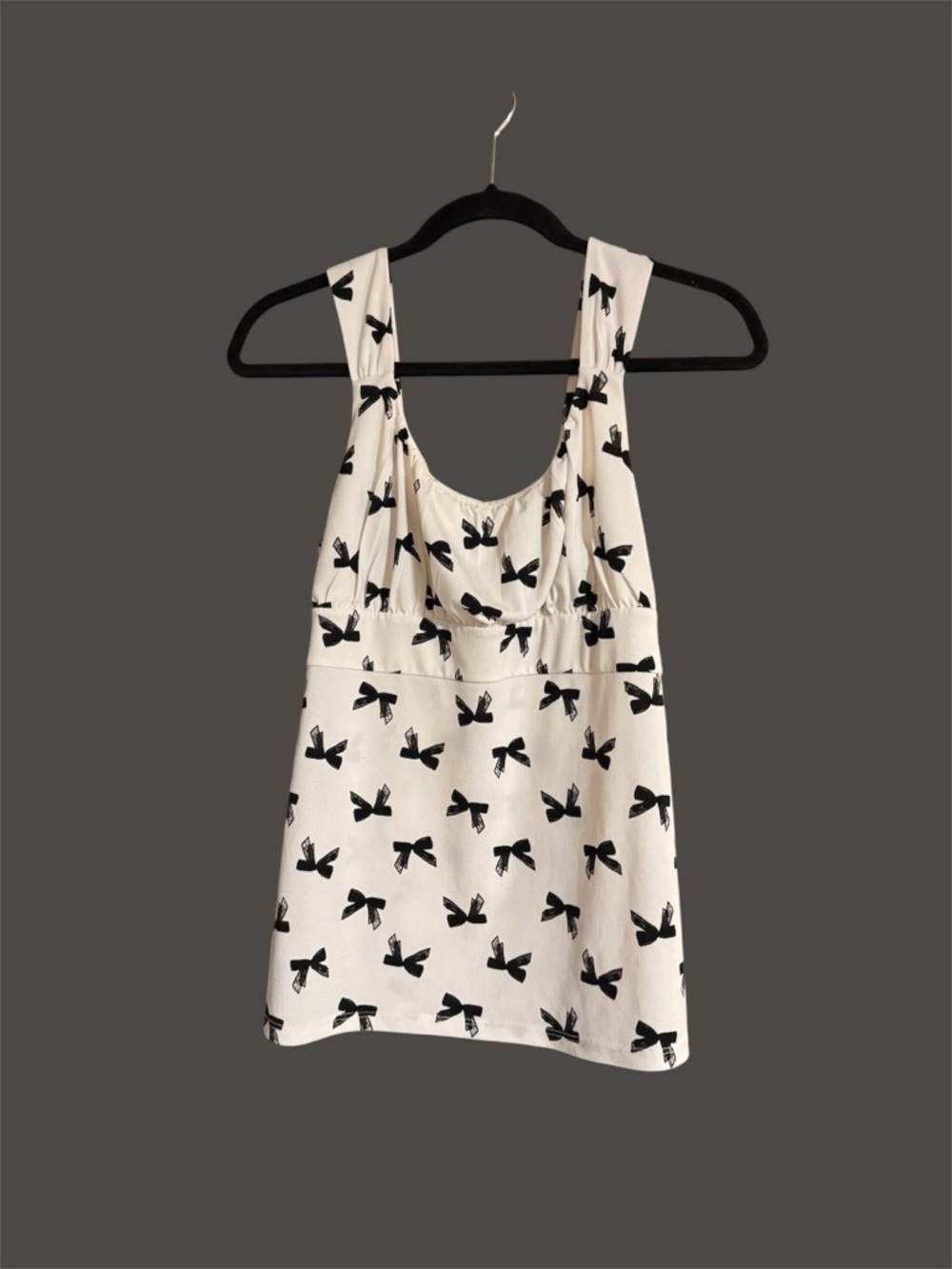 Ann Taylor White Tank Top with Black Bow Print